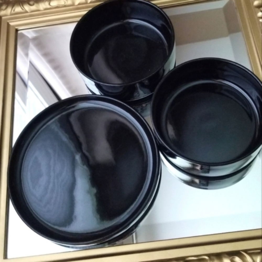 ❗Trend Pacific Japan Vintage BAUHAUS BLACK Stoneware Salad Plate and 2 Bowls❗